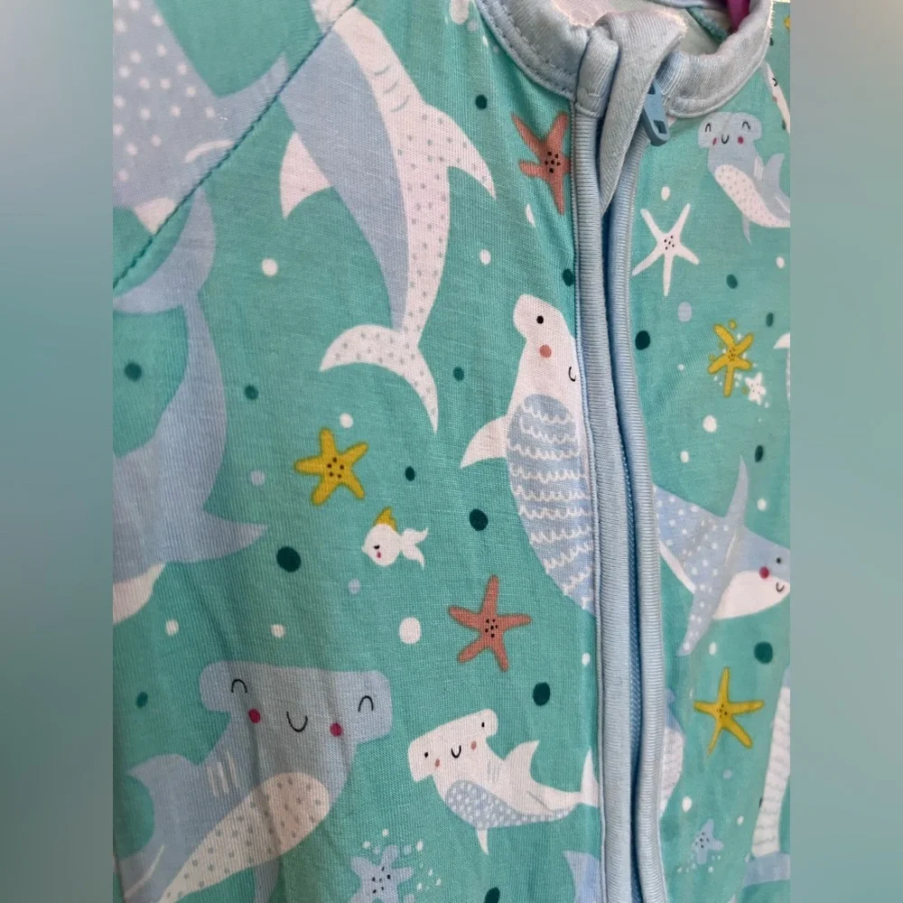 Little Sleepies Shark Soirée Zippy Pajamas Size Newborn GUC - Picture 3 of 8